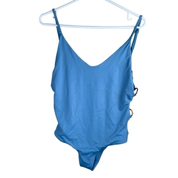 Aerie Large Swimsuits Blue One Piece Swimwear Beach Summer Vacation Scoop Sexy L - Picture 1 of 9
